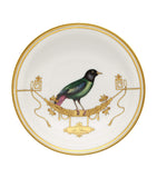 GINORI 1735 porcelain fruit bowl with pitta bird illustration and golden garland, 14cm, UK version