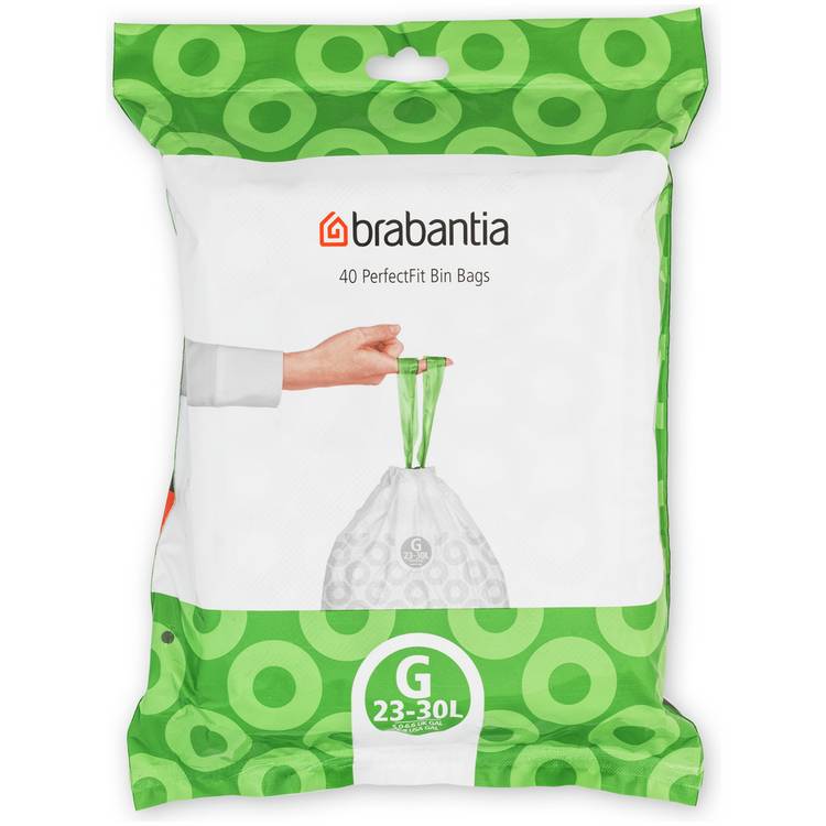 Brabantia Perfect Fit bin liners size G 30L pack of 40 - British product