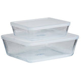Argos Pyrex Set of 2 Glass Roasters with Plastic Storage Lids- Buy online at McGrocer