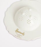 Bone China Tea Strainer with Floral and Fauna Design Approximately 12cm Wide x 3cm High