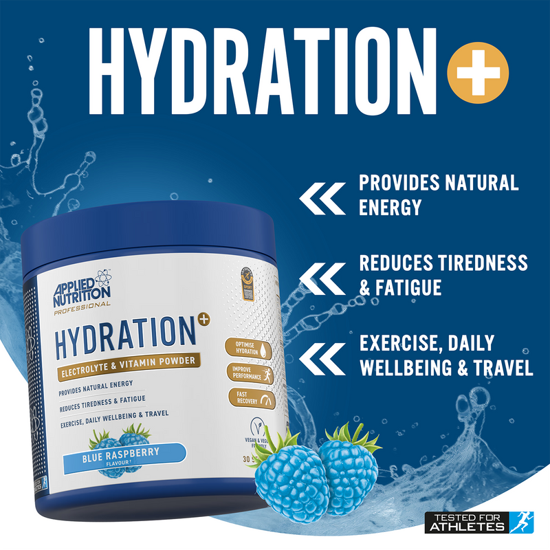 Applied Nutrition Hydration+ powder blue raspberry, UK version
