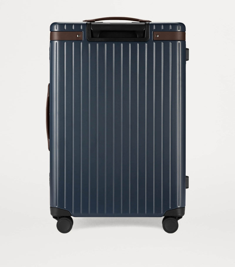 Carl Friedrik Hackett leather-trimmed hard shell check-in suitcase 65cm - British product