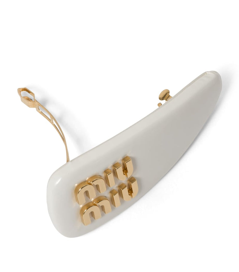 Miu Miu leather logo hair clip - (British brand)