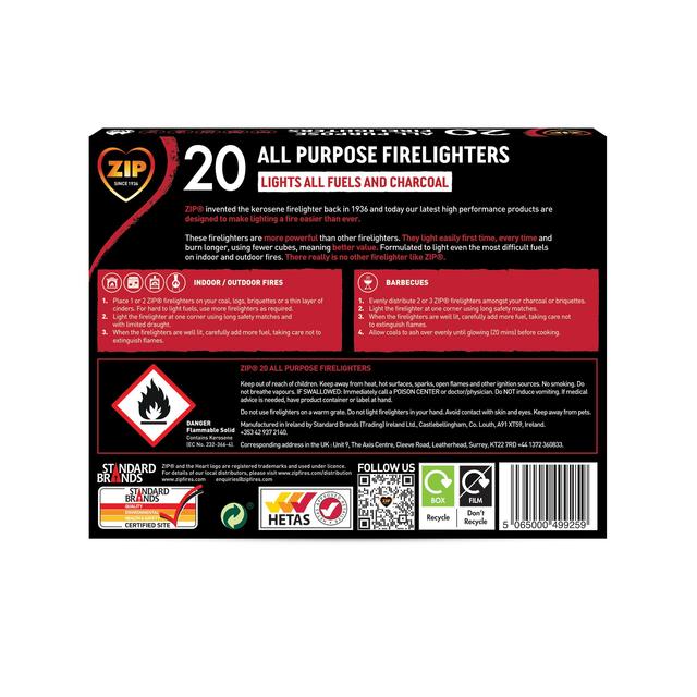 Zip All Purpose Firelighters Block 20 20 per pack