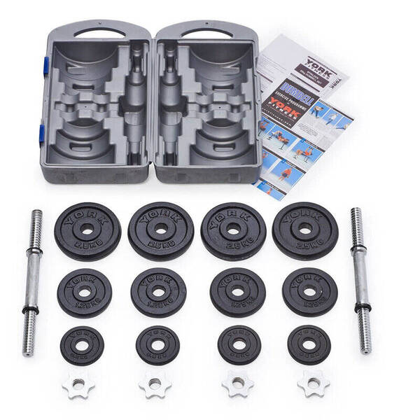 York Fitness 20kg cast iron dumbbell set with case (British brand)