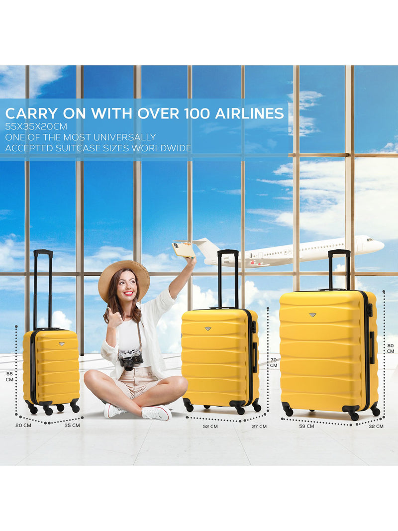 Flight Knight luggage set yellow/black cabin and check-in - British product
