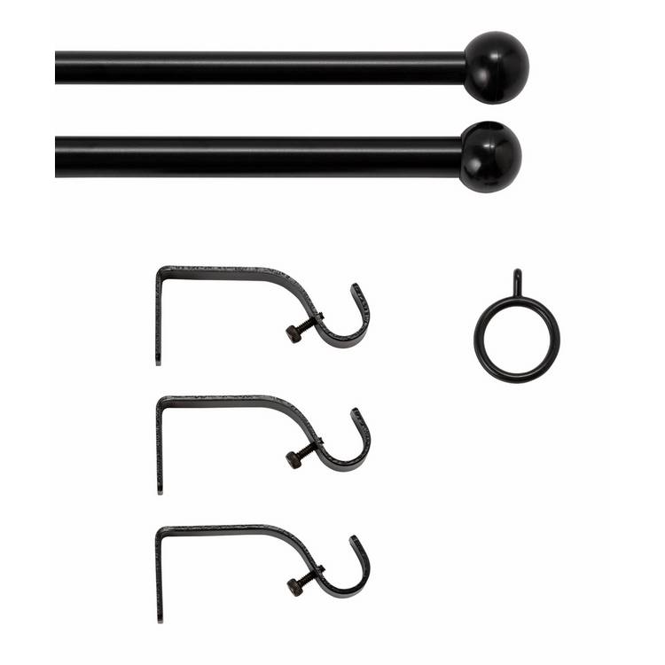 Argos Home black extendable curtain pole 110-200cm, UK version
