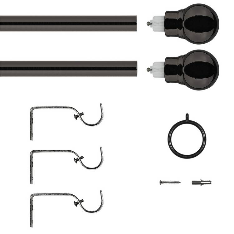 Argos Home black extendable curtain pole 110-300cm (British brand)