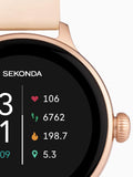 Smart Watch with Pink Silicone Strap, Rose Gold Case, 1.1-inch Display, IP67 Water Resistant