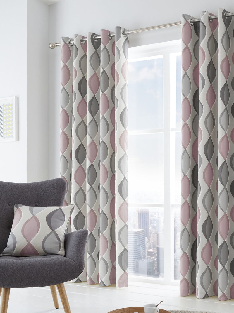 Fusion Pink Lennox Ogee Eyelet Curtains 168x137cm, UK version
