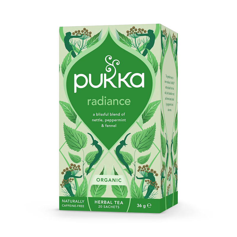 Pukka Organic Radiance tea bags 20, imported from the UK