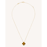 selfridges Van Cleef & Arpels Vintage Alhambra 18ct Yellow Gold and Tiger's Eye Pendant Necklace- Buy online at McGrocer