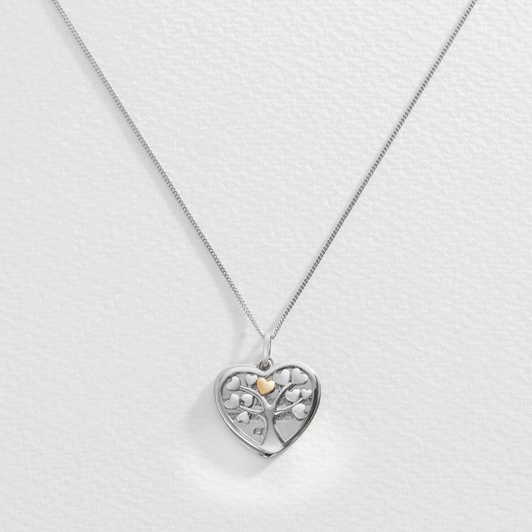 Moon & Back silver tree of life necklace 18 inch, imported from the UK