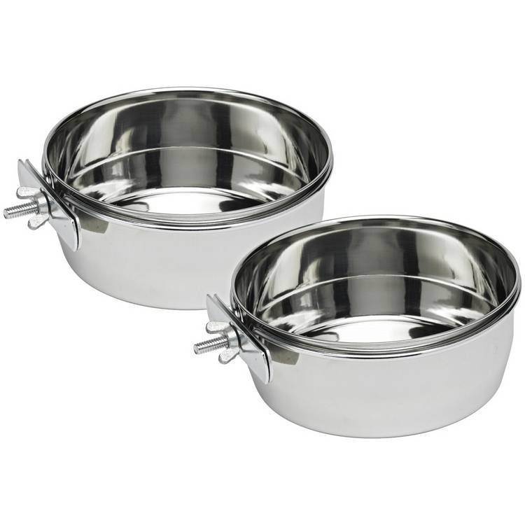 Twin pack 800ml stainless steel dog feeder for crates, UK version