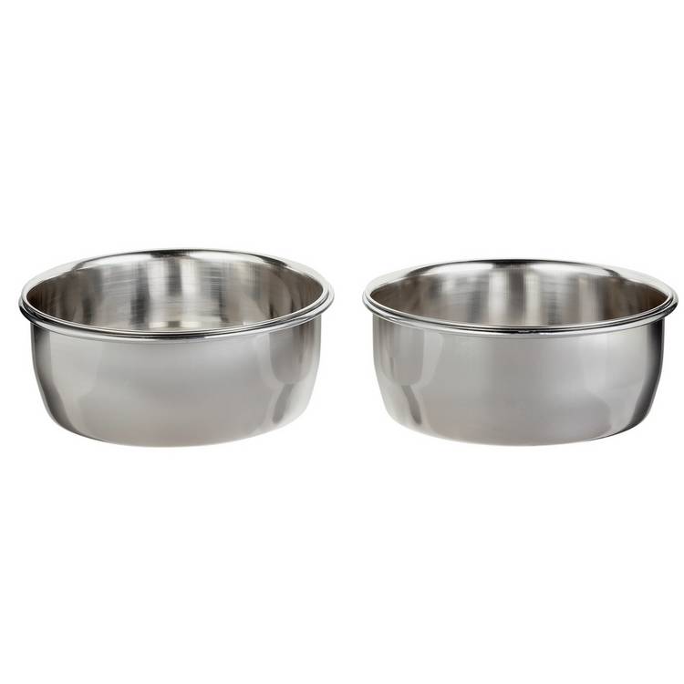 Twin pack 800ml stainless steel dog feeder for crates, UK version