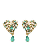 Saint Laurent Crystal Heart clip-on earrings (British brand)