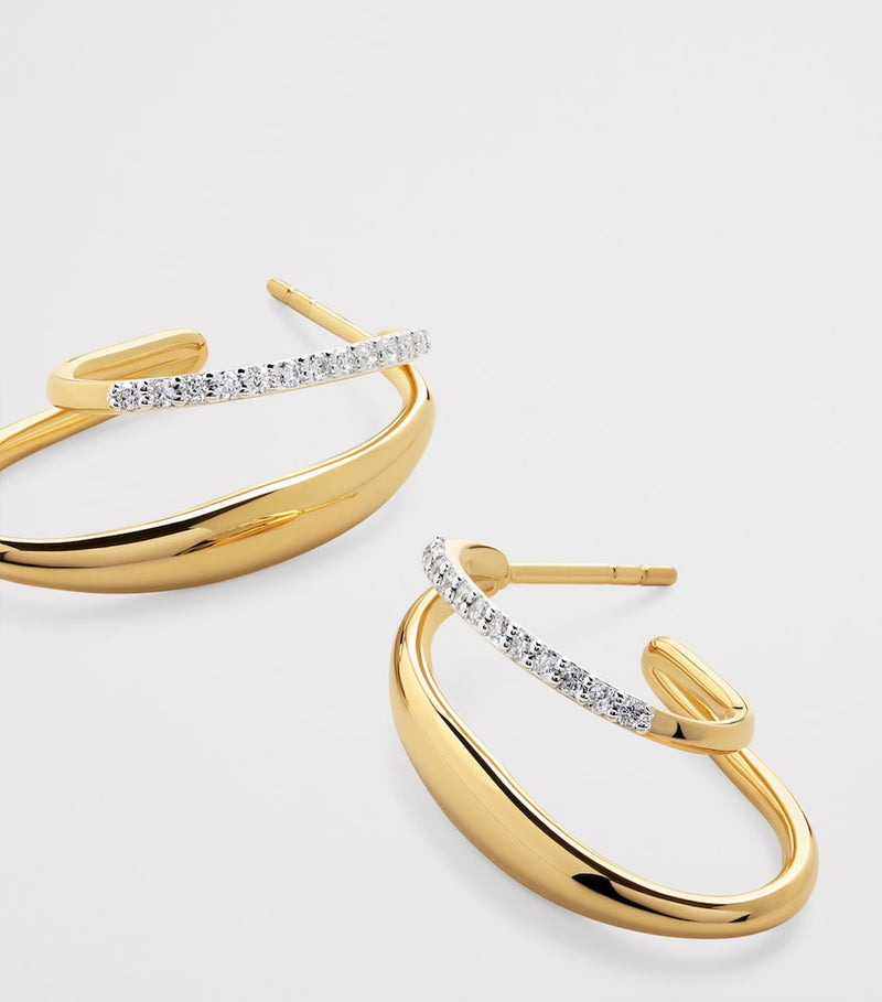 Monica Vinader gold vermeil diamond hoop earrings, UK version