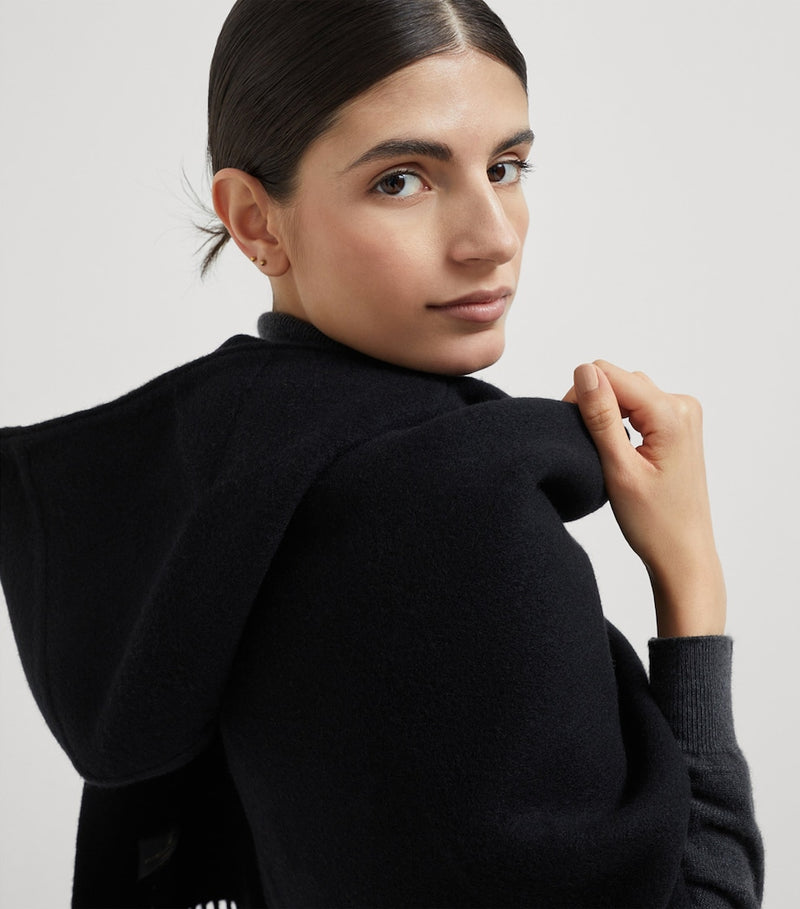 Brunello Cucinelli wool cashmere hood-detail scarf, UK version