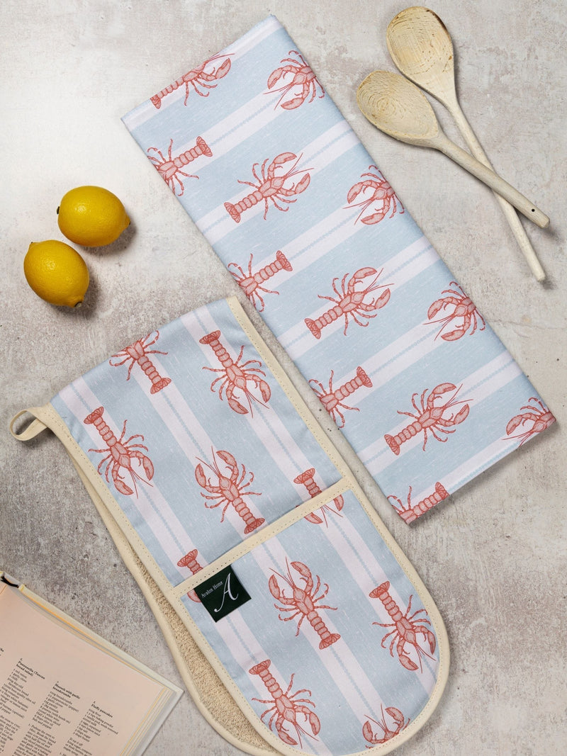 Avalon Home blue striped lobster tea towel 45x68cm, imported from the UK