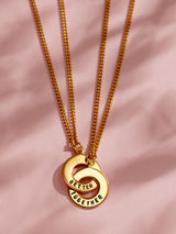 Next Posh Totty Designs Personalised Connection Necklace Set in 18ct Yellow Gold-Plated Sterling Silver with 20 Inch Curb Chain- Buy online at McGrocer
