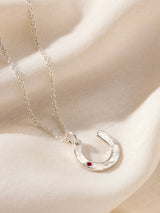 Next Posh Totty Designs Personalised Birthstone Horseshoe Necklace, Sterling Silver, 18 Inch- Buy online at McGrocer