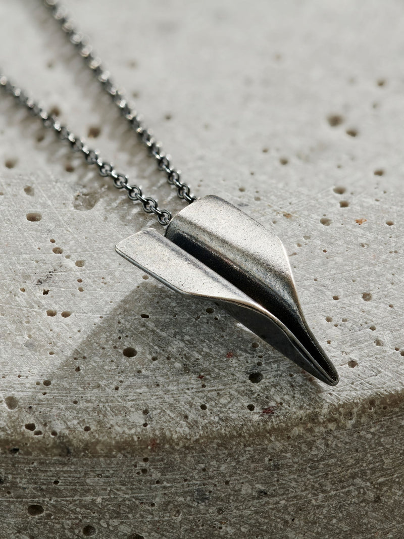Posh Totty Designs oxidised paper plane necklace, imported from the UK