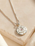 Posh Totty Designs sterling silver birthstone celestial disc necklace - British product