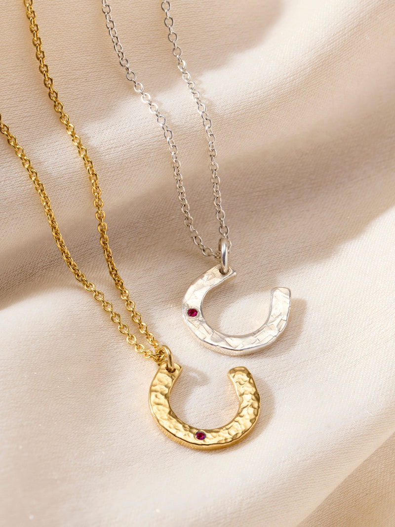 Posh Totty Designs personalised birthstone horseshoe necklace - British product