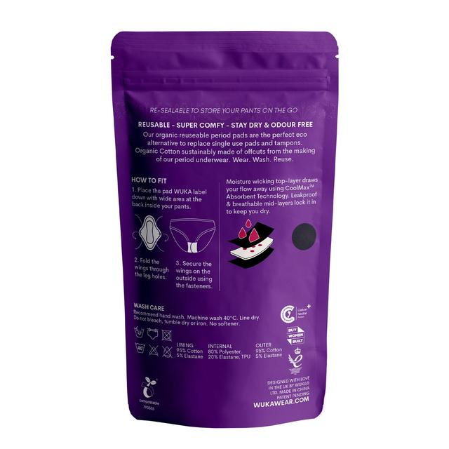 WUKA Reusable Period Pads Medium Flow 2 per pack GOODS M&S