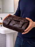 Posh Totty Designs leather hanging wash bag with tag - British product