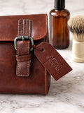 Posh Totty Designs leather hanging wash bag with tag - British product