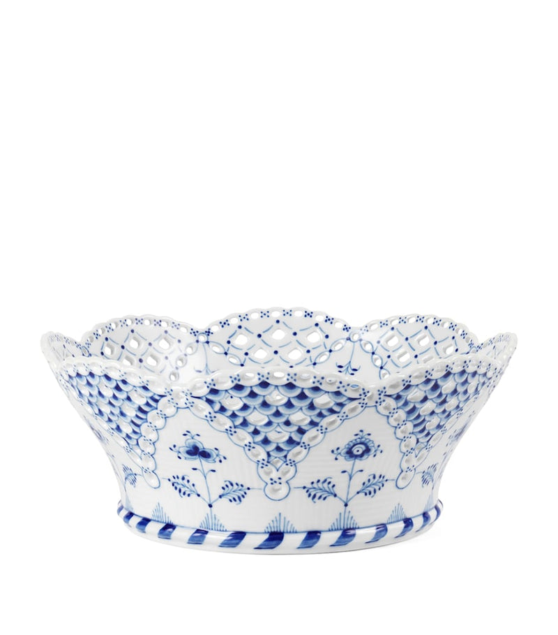 Royal Copenhagen porcelain full lace fluted fruit bowl 23cm, imported from the UK