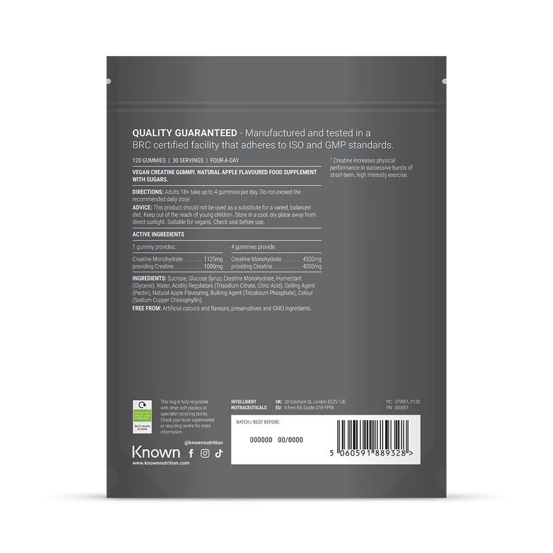 Known Creatine Gummies Sour Apple Flavour 120 Gummies - British product