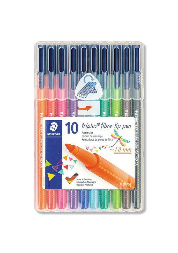 Staedtler 10 Fibre Tip Coloured Pens Office Supplies ASDA