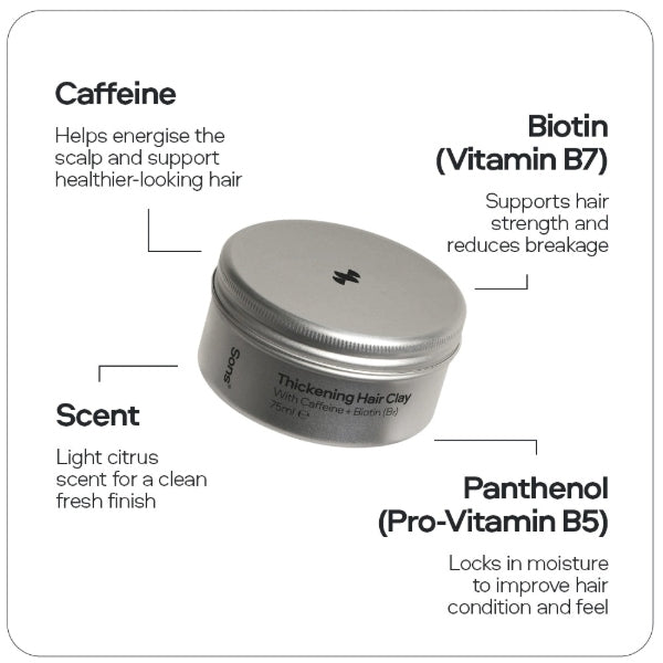Sons caffeine-enriched thickening hair clay 3-pack 75ml each - British product