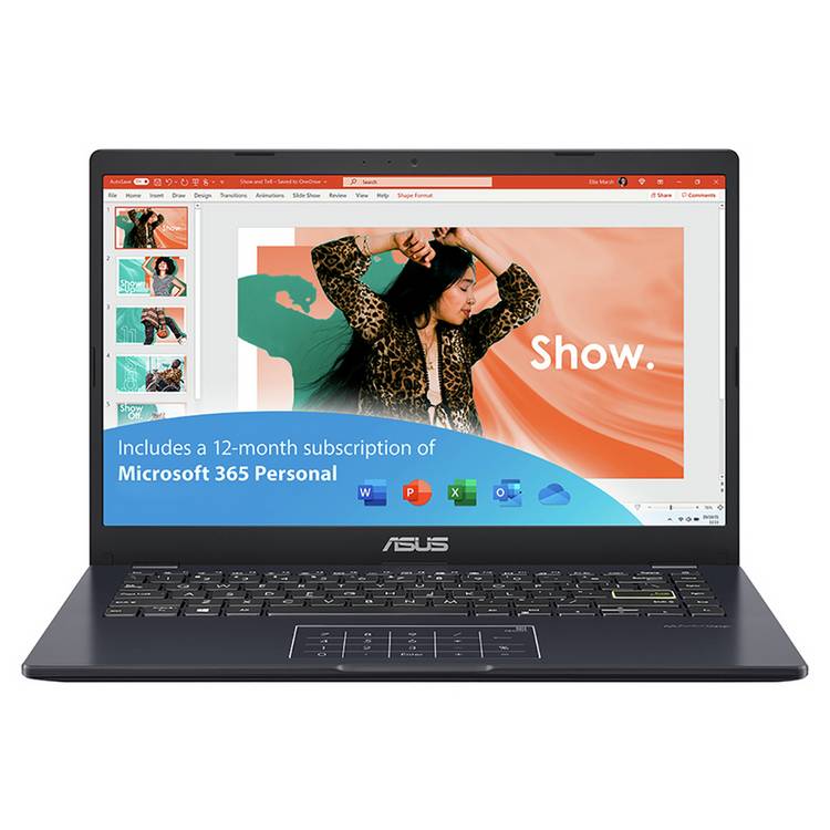 ASUS E410 14in blue laptop, UK version