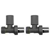 Costco UK Ultraheat Cylindrical-25 Horizontal Manual Radiator Valve Pair Anthracite Grey- Buy online at McGrocer