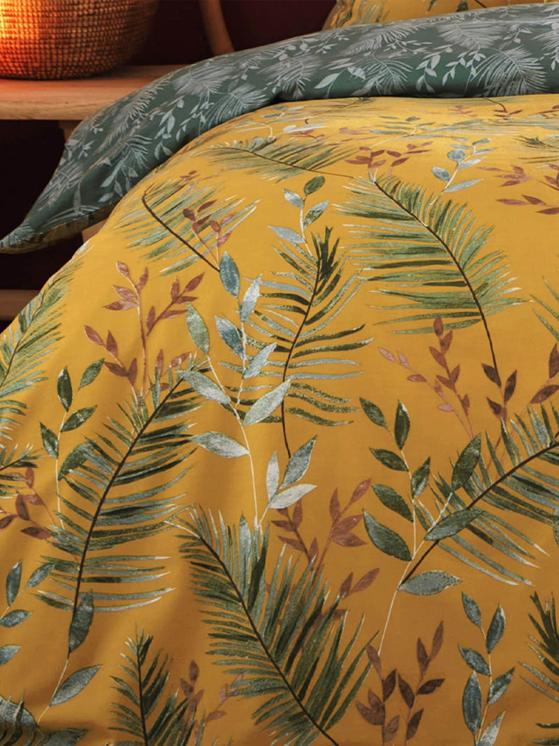 Furn Mustard Yellow Mazari reversible duvet cover and pillowcase set - British product