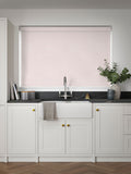 Blush pink Sammi blackout roller blind, imported from the UK