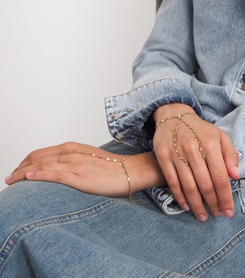 Jacquie Aiche yellow gold diamond finger bracelet, UK version