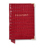 Aspinal of London croc-embossed leather passport cover, imported from the UK
