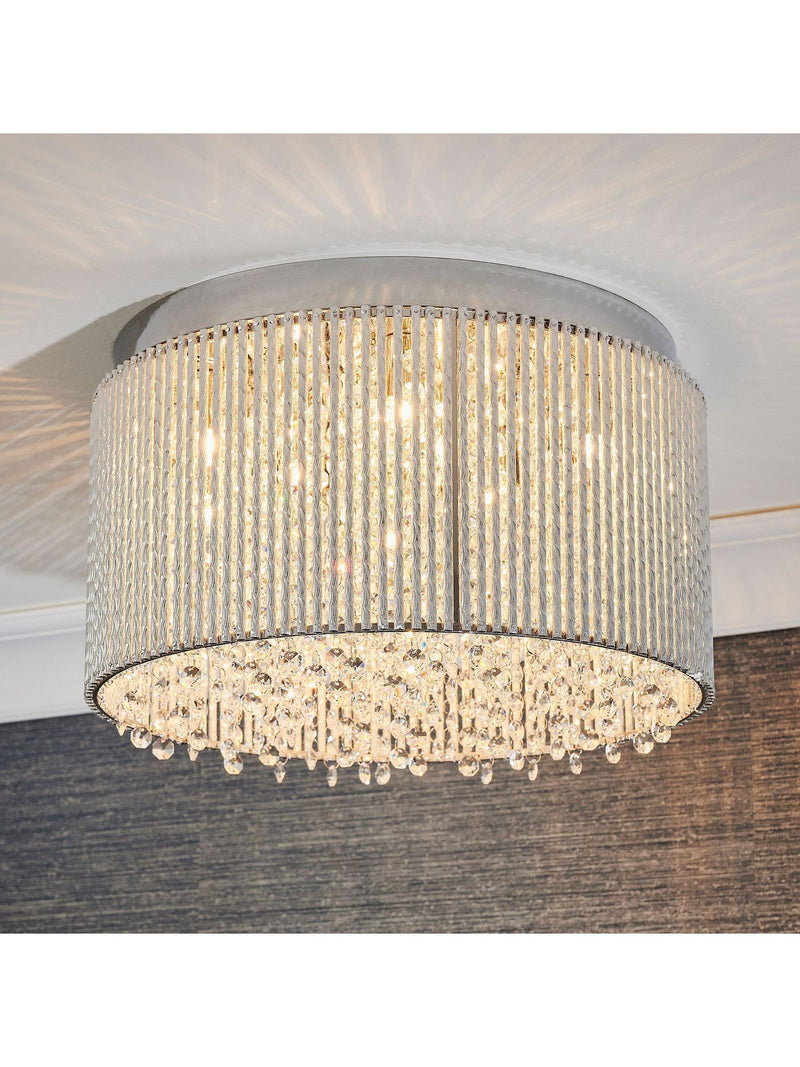 Gallery Home Petra flush ceiling light silver K9 crystal chrome (British brand)