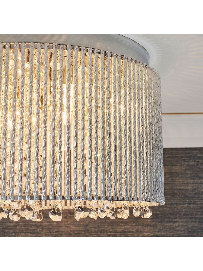 Gallery Home Petra flush ceiling light silver K9 crystal chrome (British brand)