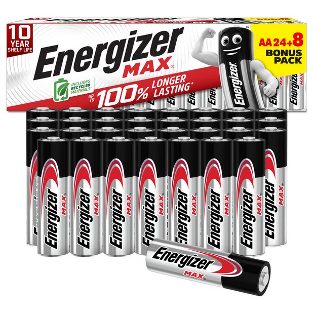 Energizer Max alkaline AA batteries 32-pack (British brand)