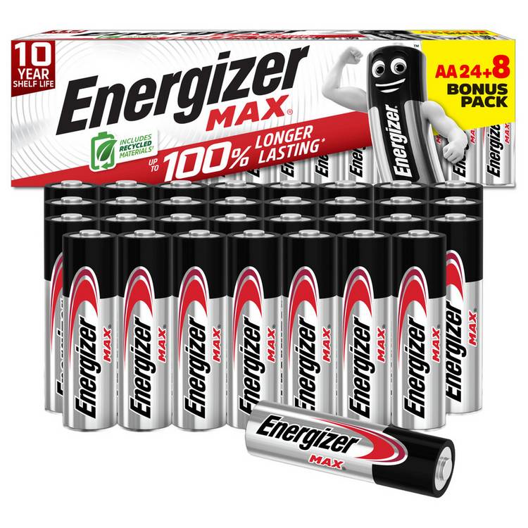 Energizer Max alkaline AA batteries 32-pack (British brand)