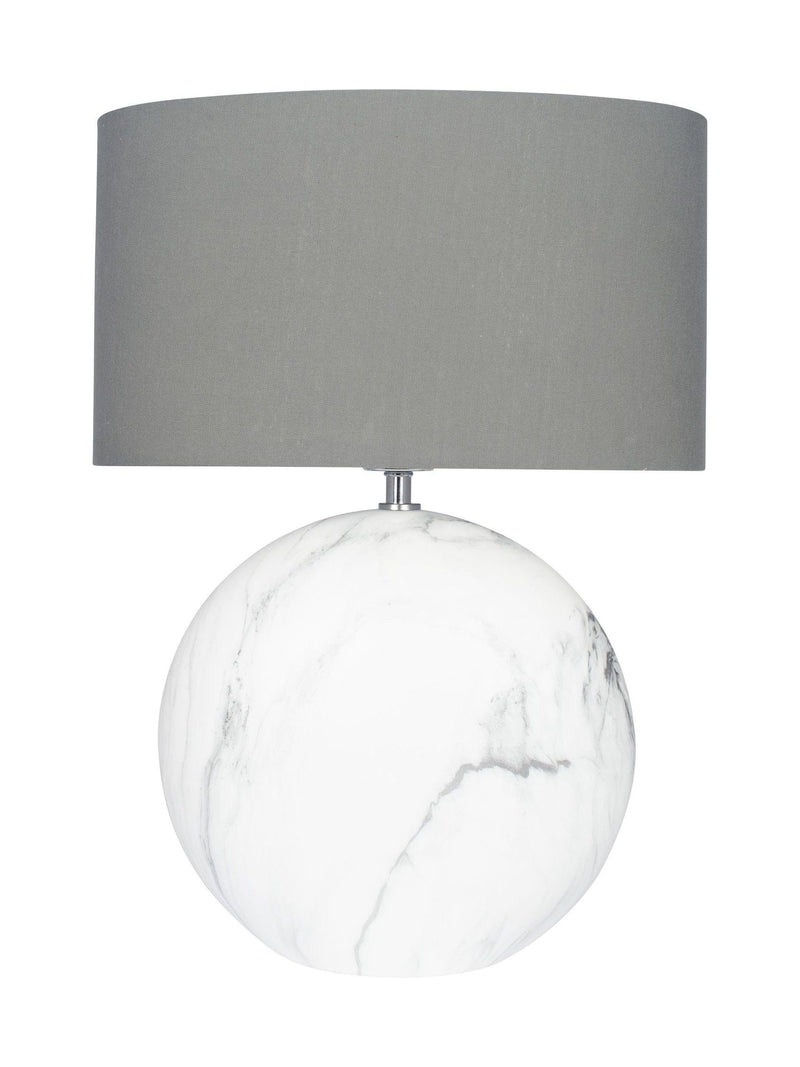 Pacific White Crestola ceramic table lamp marble effect grey shade, UK version