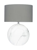 Pacific White Crestola ceramic table lamp marble effect grey shade, UK version