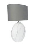 Pacific White Crestola ceramic table lamp marble effect grey shade, UK version