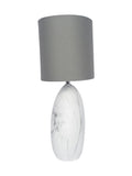 Pacific White Crestola ceramic table lamp marble effect grey shade, UK version