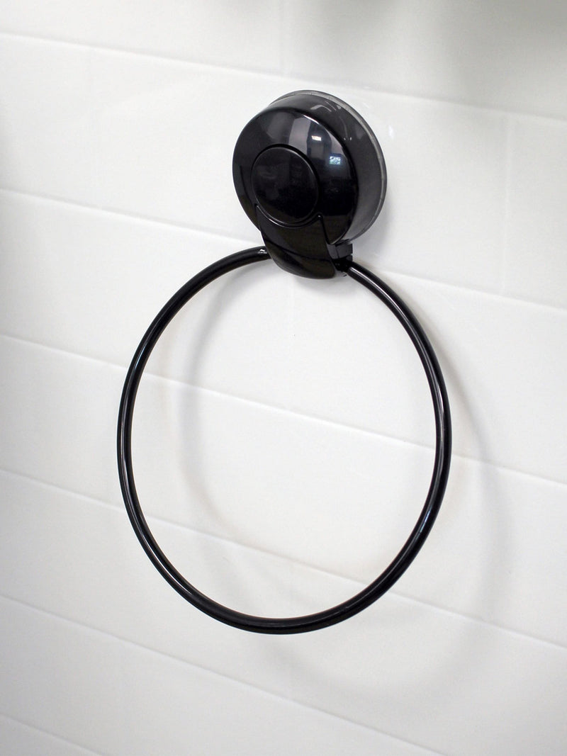 Showerdrape black toilet roll holder towel ring set, imported from the UK
